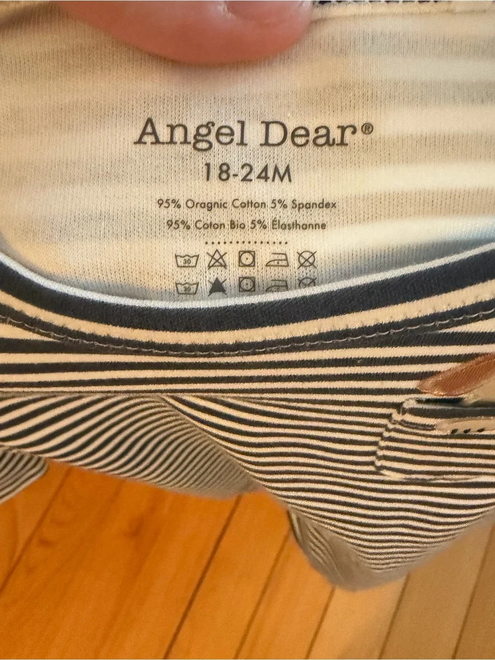 NWT Angel Dear Organic Cotton Stripe Puppy Appliqué Long Sleeve Romper 18-24M